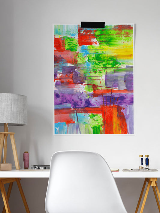 Bazloc Abstract Art Poster in a smart desk area