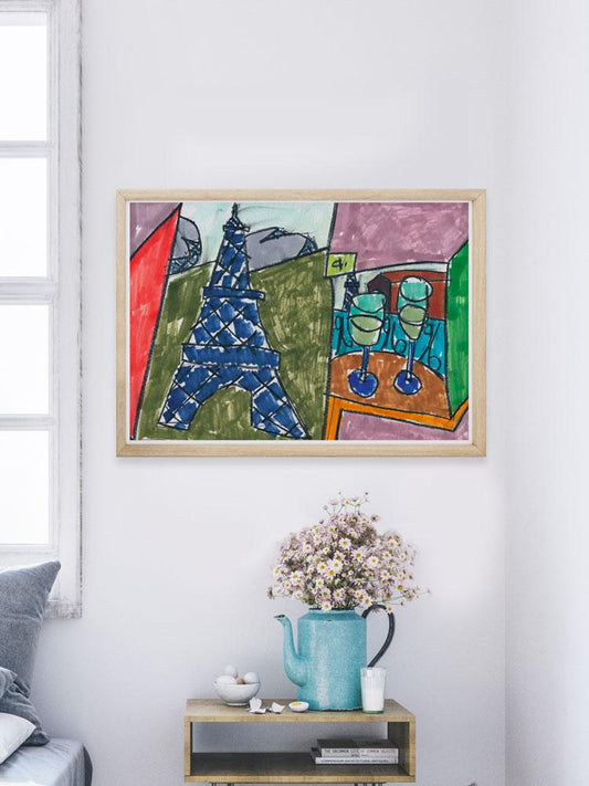 City IV Artwork Print in a modern bedroom interior