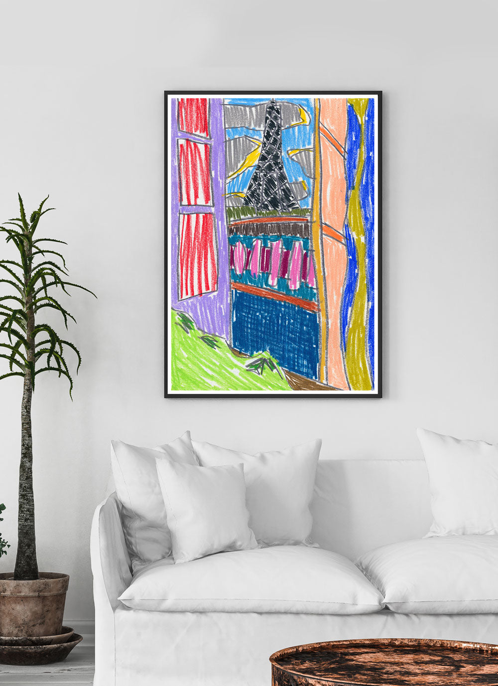 City VI Art Print in a clean lounge interior