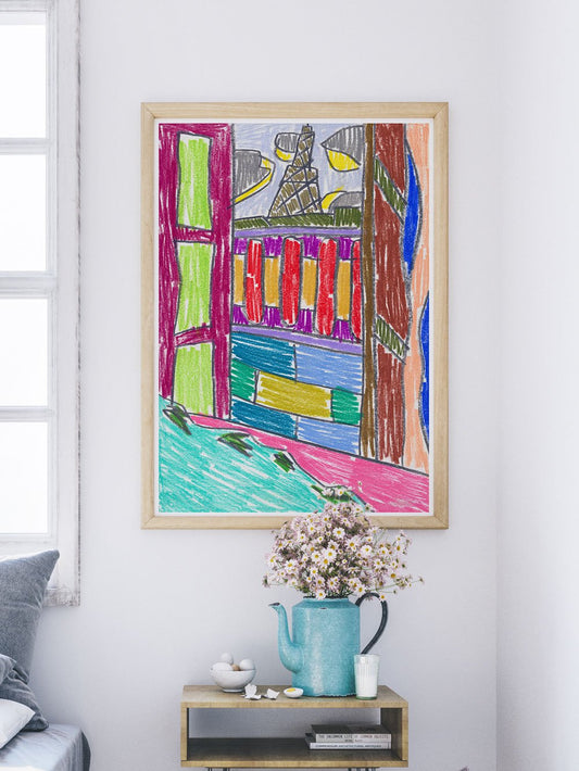 City VII Art Print in a modern room