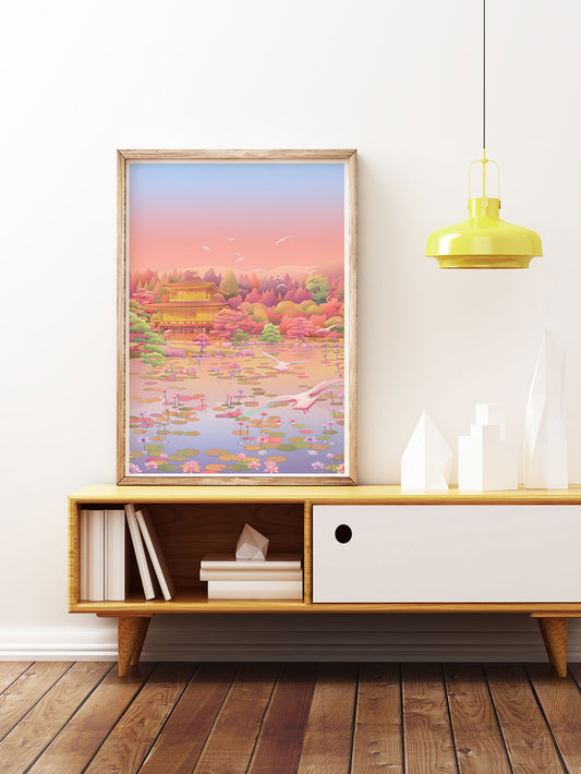 Kinkaku-Ji Japanese Illustration Print