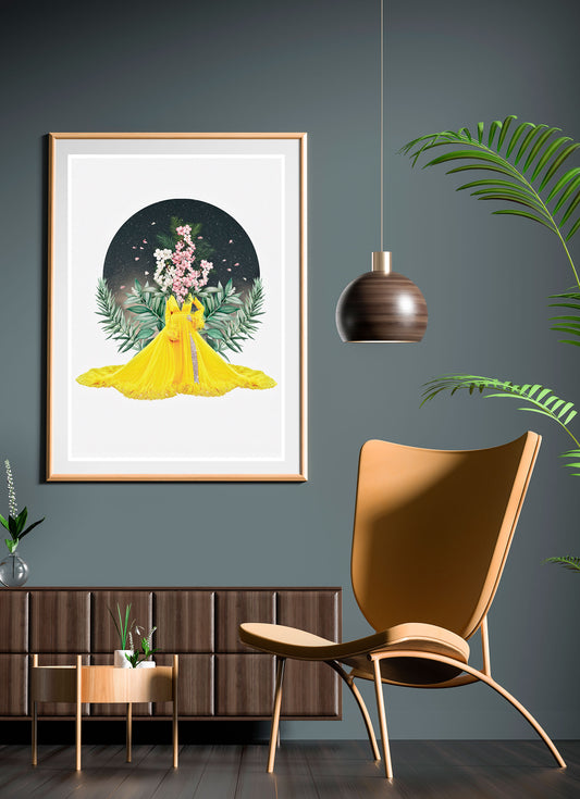 Lady Flower No2 Art Collage Print