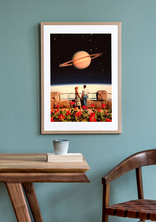 Lovers in Space Collage Print