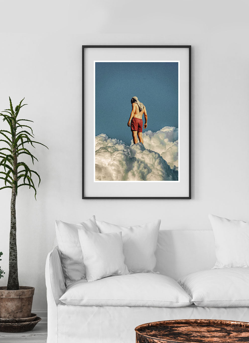 Man the Cloud Surreal Collage Art Poster