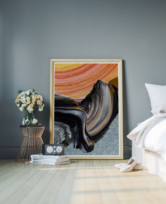 Trial Tor Macro Oil Print in a stylish room