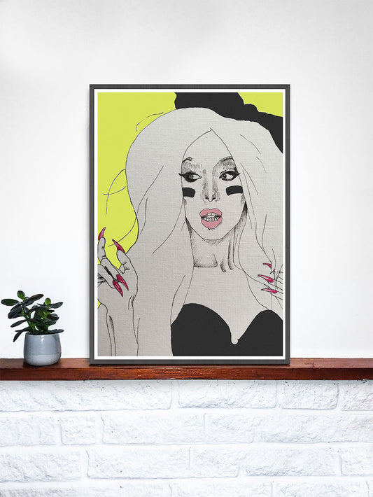 Alaska Contemporary Art Print in a frame on a shelf