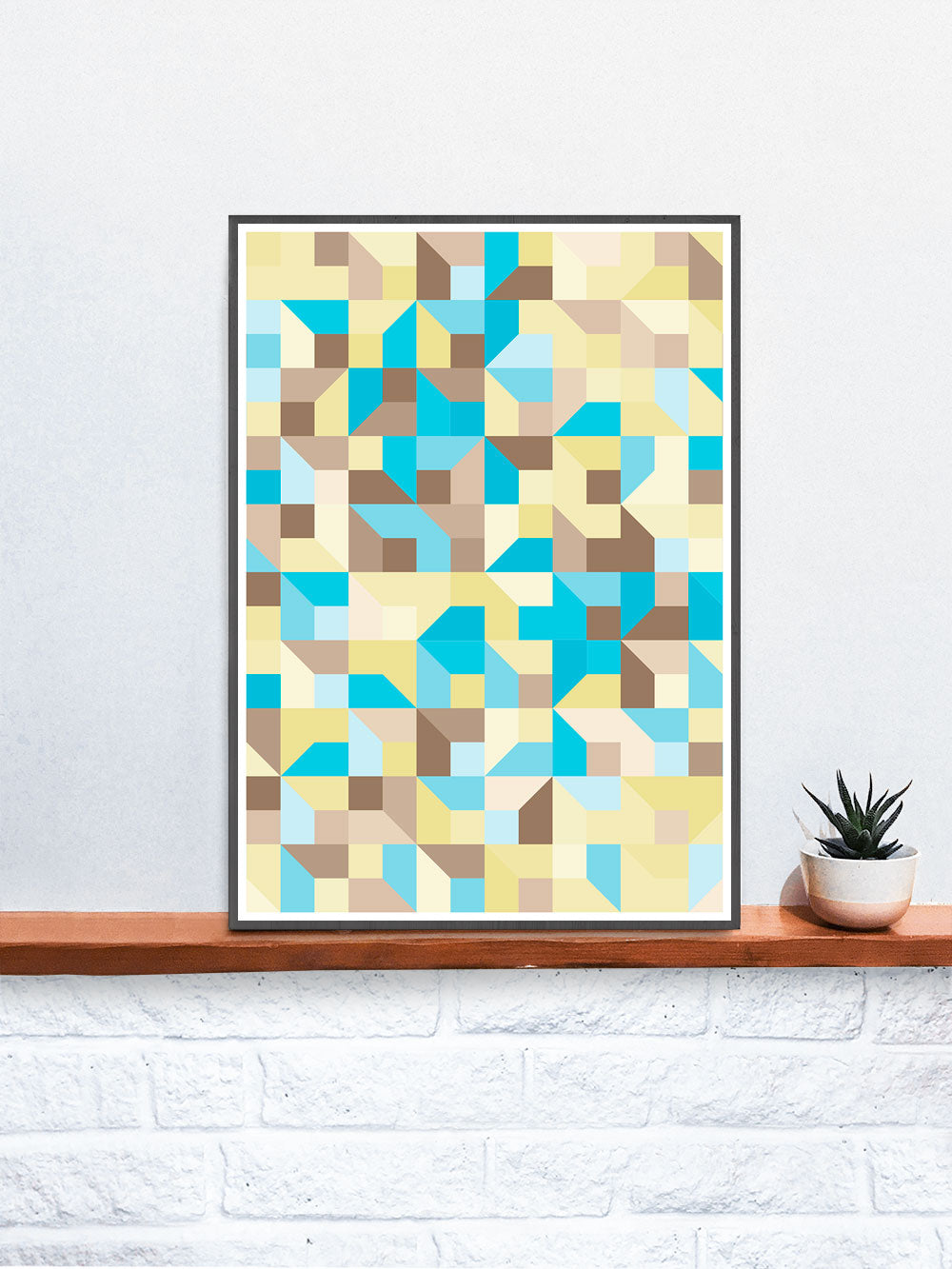 Beach Metric Abstract Art Print on a Shelf