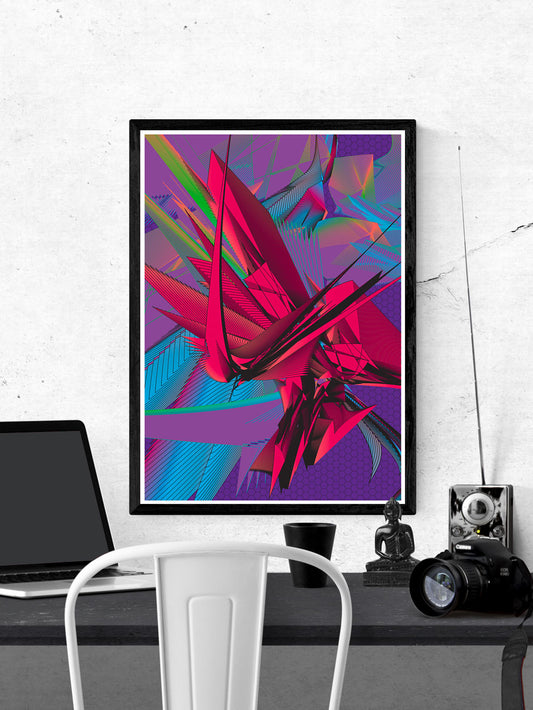 Blend 2 Glitch Art Print on a wall