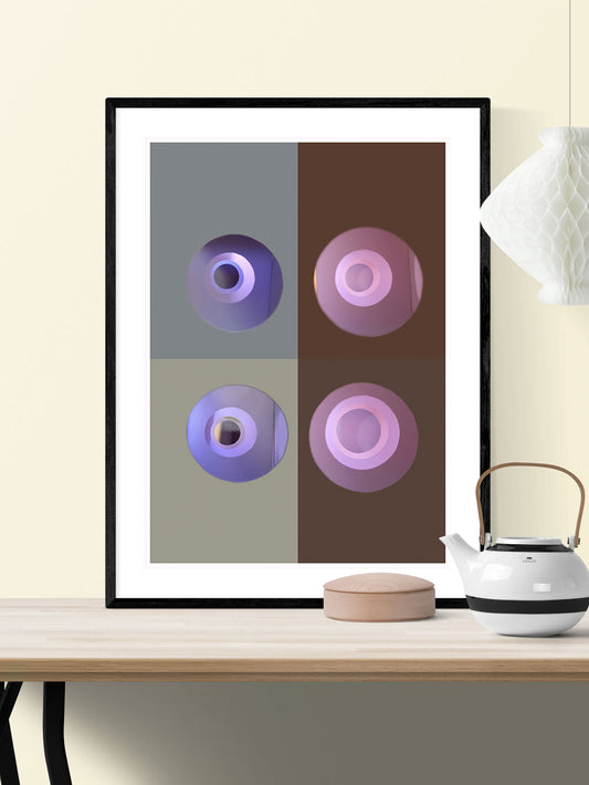 Blue Minimal Art Print in traditional room