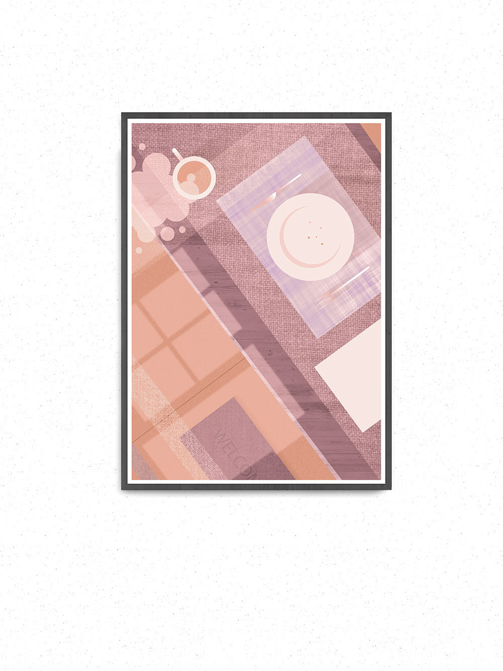 Breakfast II Contemporary Illustration Print art on a wall