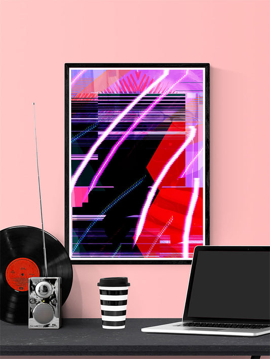 Clax Glitch Art Print on a wall