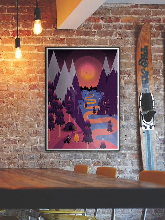Camping Valley Illustration Art