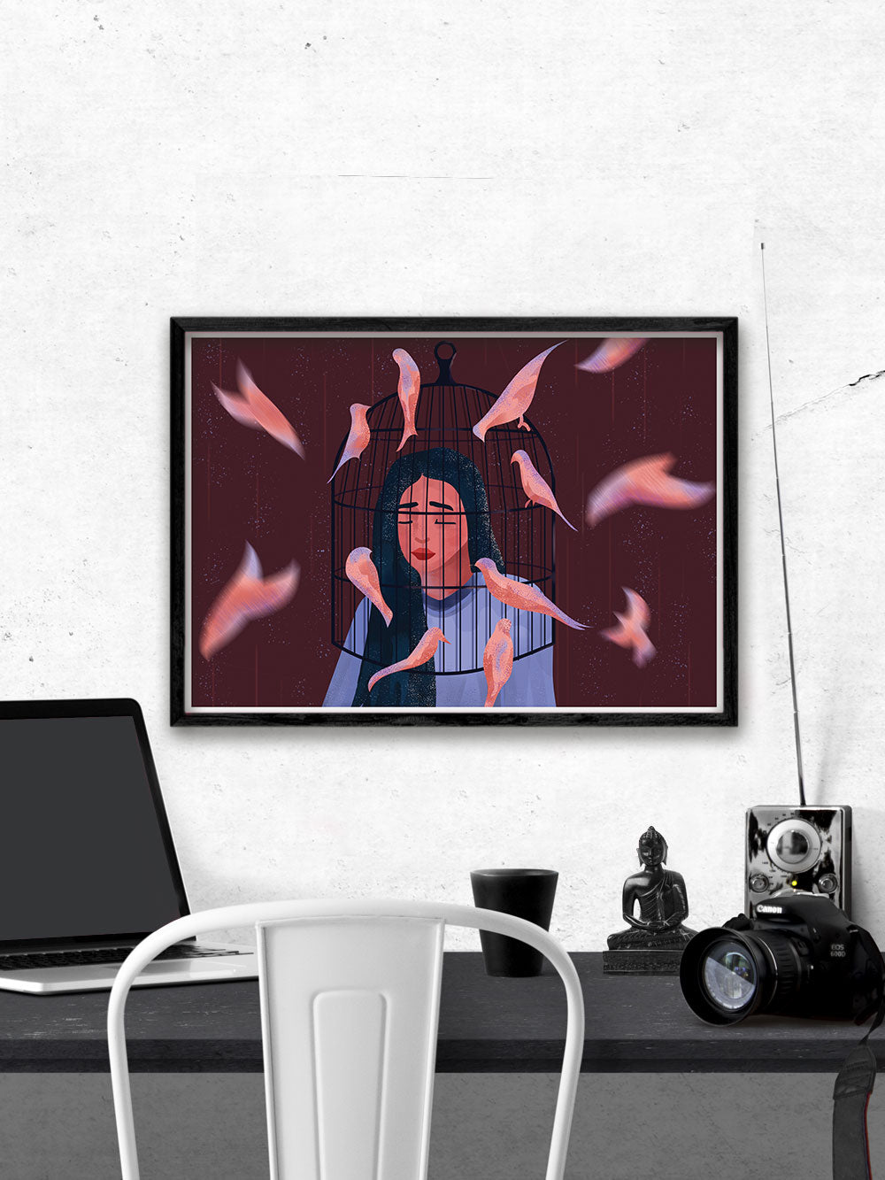 Can You Feel My Heart by Figen Demireva in a room above a desk