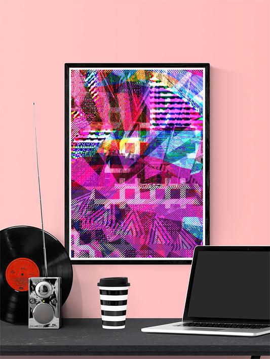 Cast Coral Glitch Art Print on a wall