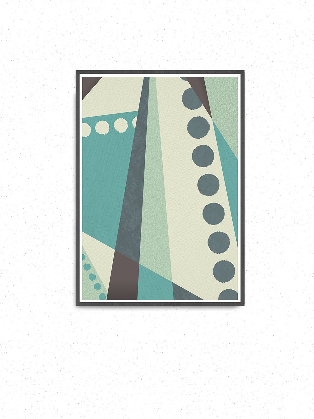 Cold Green Geometric Abstract Style Print on a wall