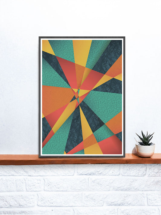 Colour Web Geometric Art Print on a shelf