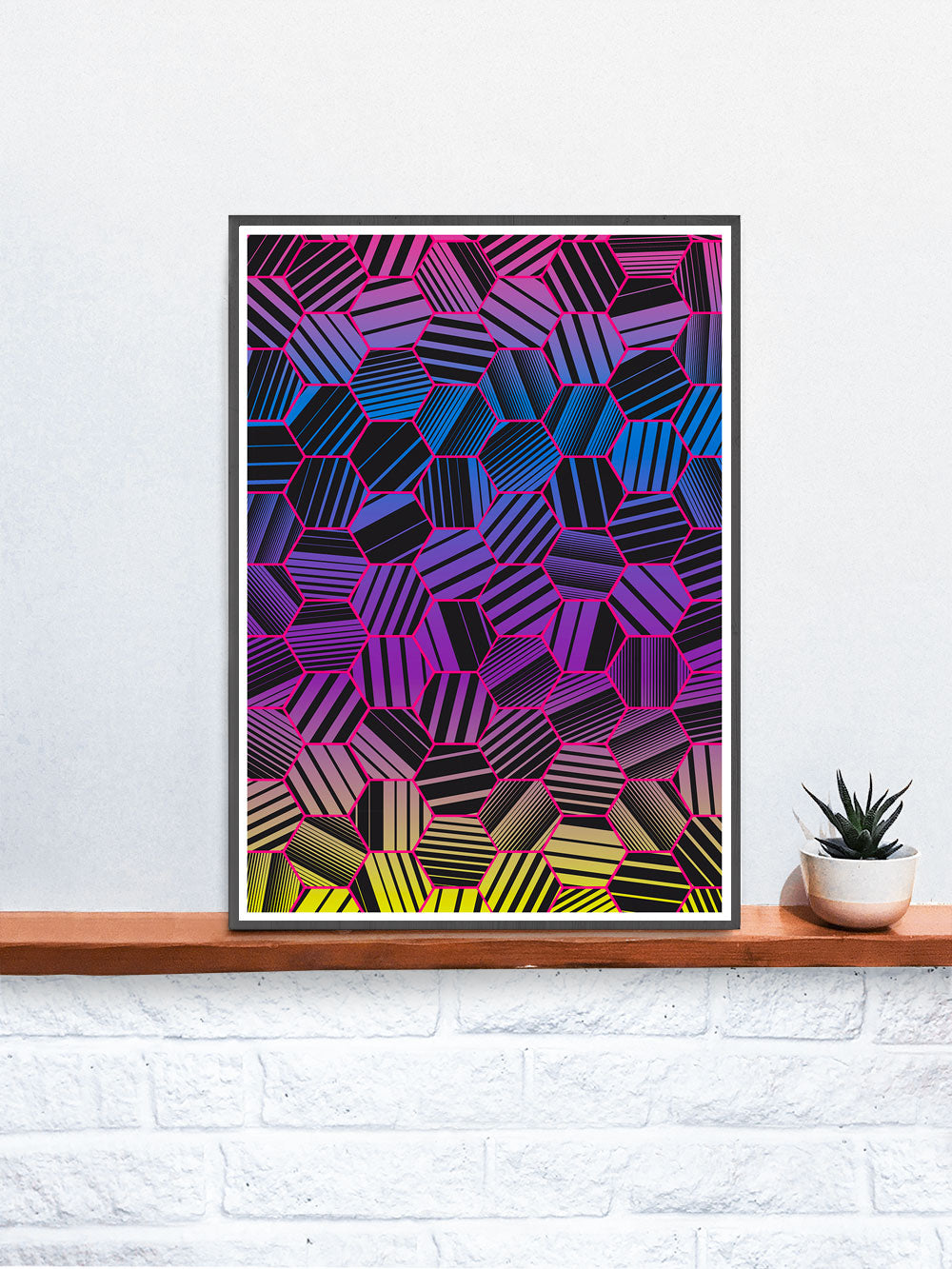 Comb Pattern Art Print on a shelf