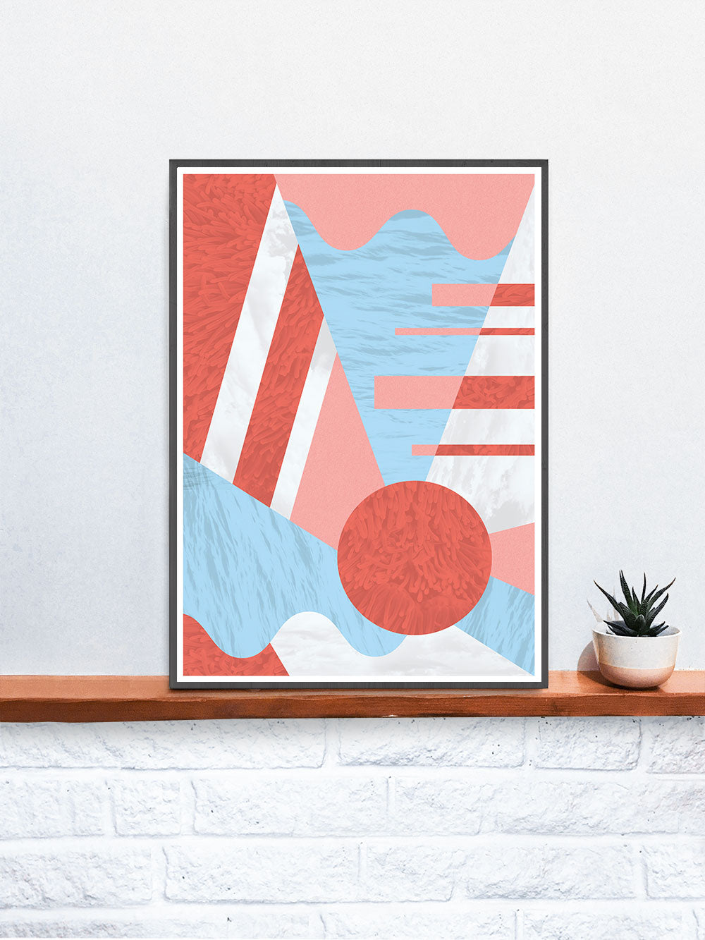 Coral Reef Geometric Print on a Shelf