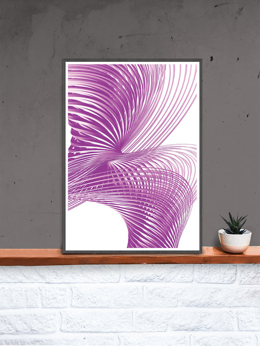 The Corkscrew Digital Abstract Art in a frame on a shelf