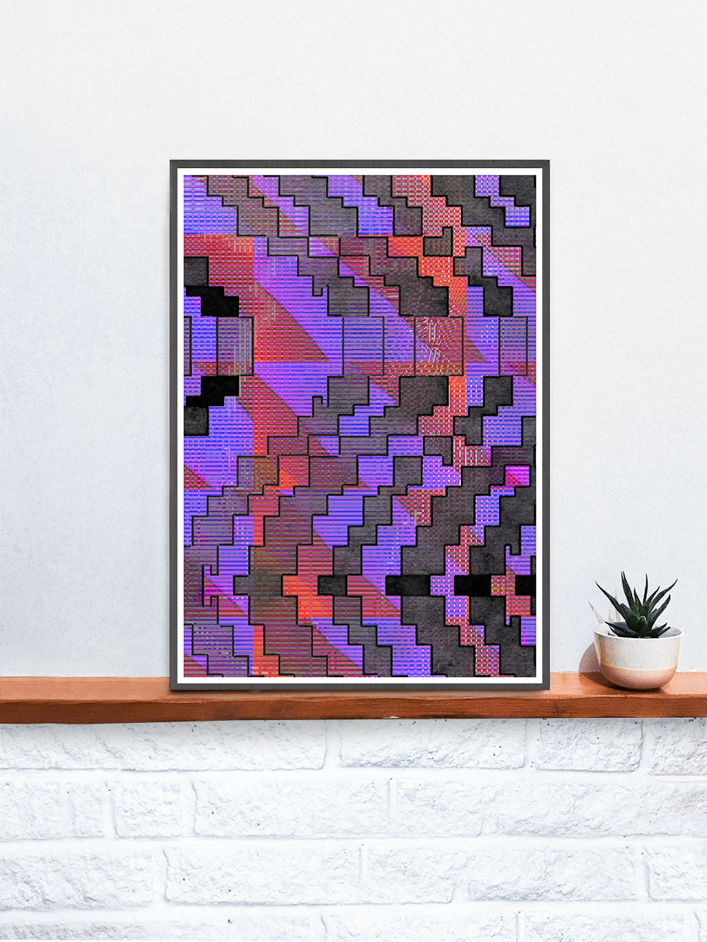 Distortion Glitch Art Print on a shelf
