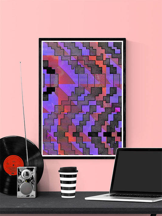 Distortion Glitch Art Print on a wall
