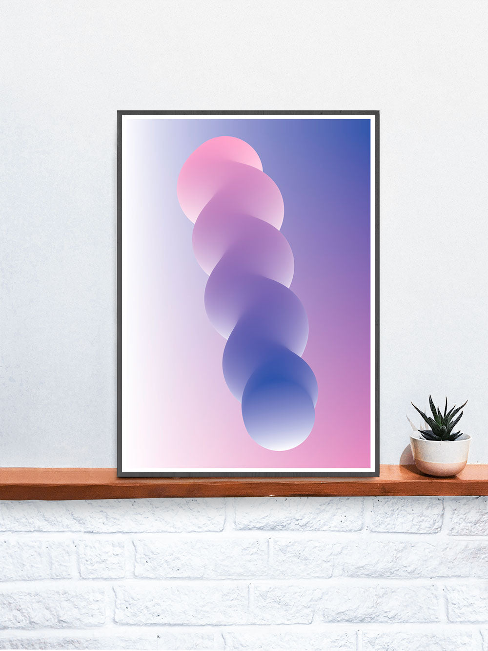 Easy Listening Glitch Art Print in a frame on a shelf