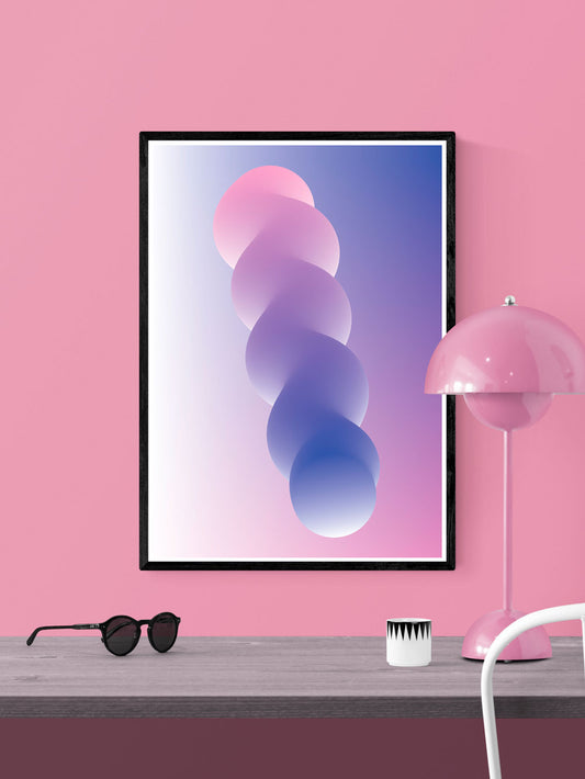 Easy Listening Glitch Art Print in a frame on a wall