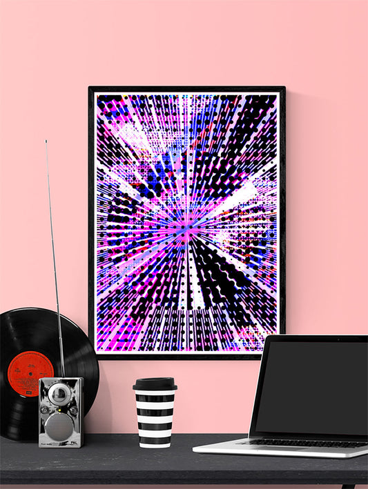 Eclipse Glitch Art Print on a wall