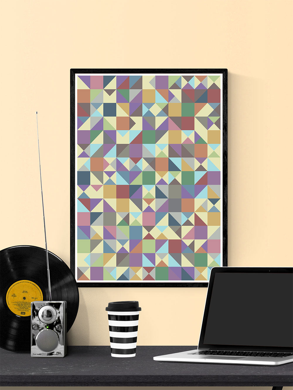 Elysium Field 4 Abstract Art Poster in a frame on a wall