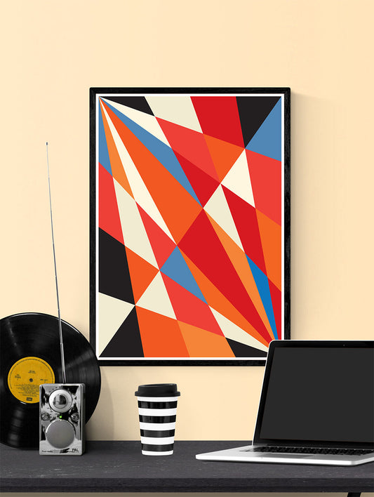 Facettes Deux Abstract Art in a frame on a wall