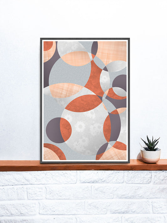 Flower Spiral Abstract Art with Circles on a Shelf
