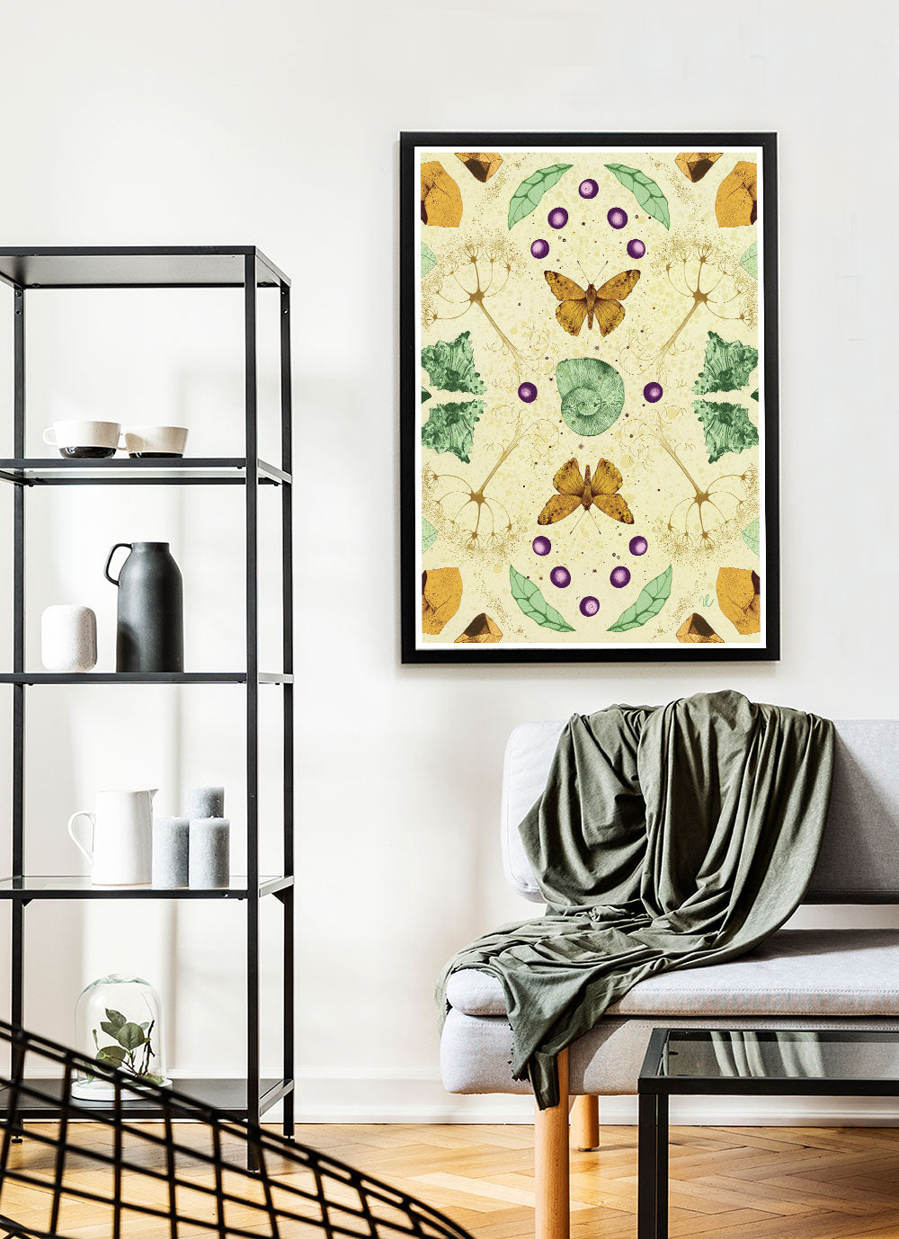 Flying Mosaic Nature Pattern Print