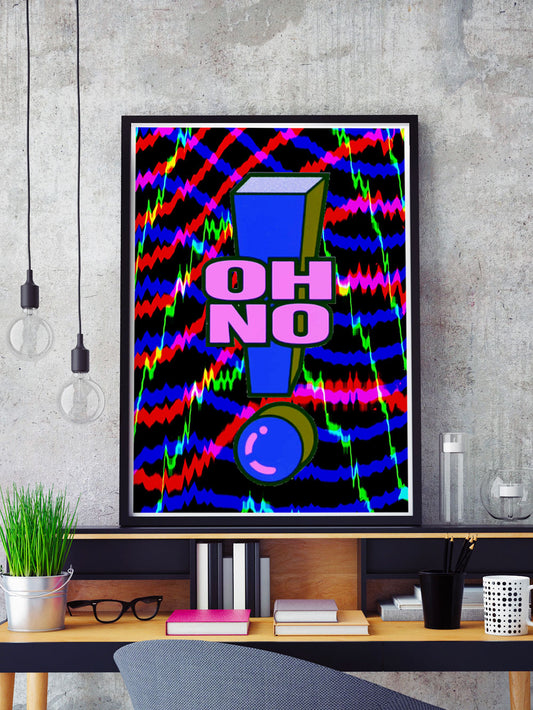 Funktuation Retro Wall Art in a frame on a shelf