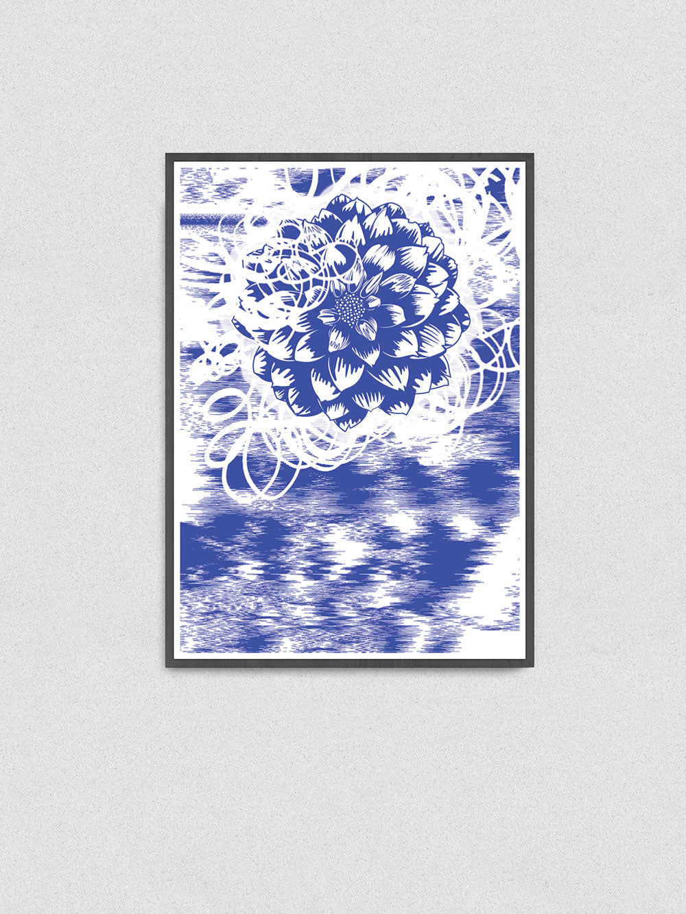 Graf Flower Graffiti Art Print in a frame on a wall