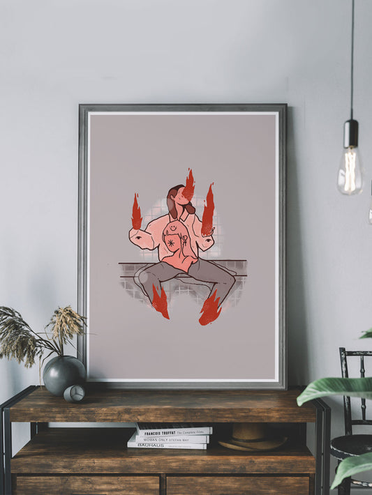 Happy Gurl Illustration Wall Art in a stylish room