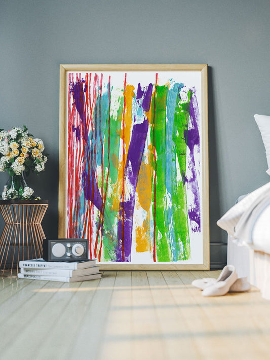 Influence Colour Stripes Art in a gorgeous bedroom