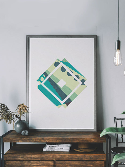 Insignia Geometric Poster Print on a shelf