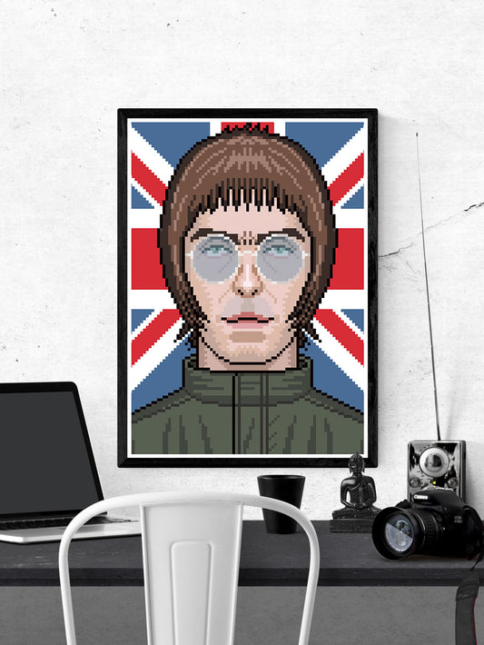 Liam Music Icon Art in a frame on a wall