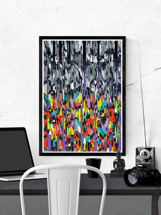 Line Glitch 2 Abstract Pattern Print on a wall