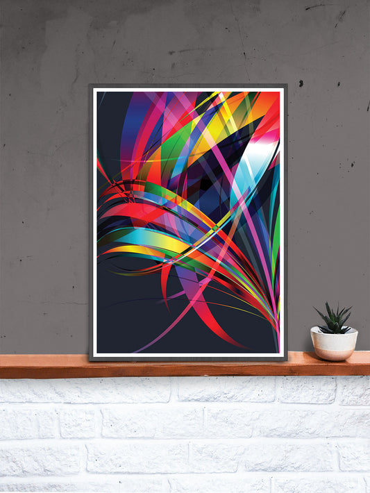 Macro Floral Vector Art Print in a frame on a shelf