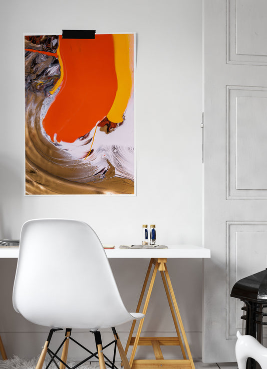 Mam Sunset Abstract Print on a wall in a bedroom