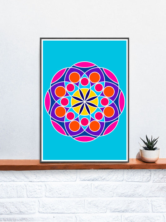 Mandala 2 Pink Mandala Art Print on a Shelf