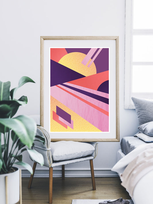 Miami Electric Geometric Art Poster
