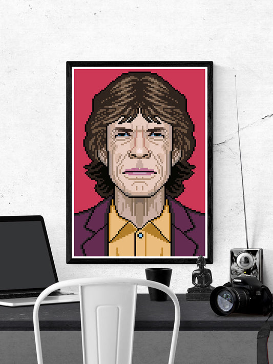 Mick Rock Icon Art Print in a frame on a wall
