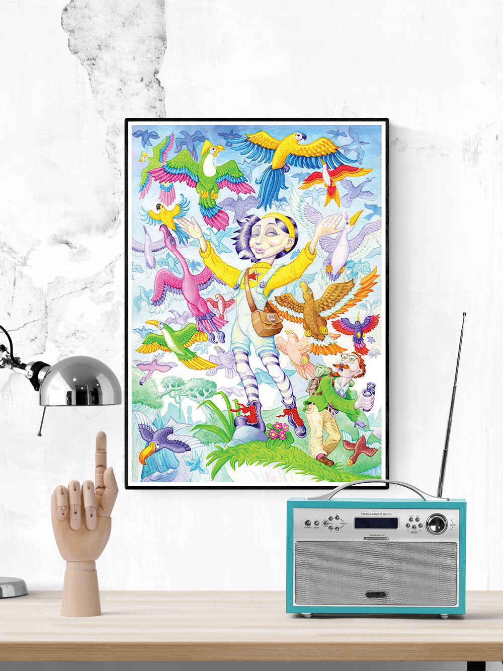 Milly Burst Fantasy Wall Art in a frame on a shelf