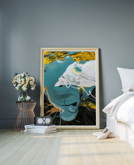 Minds Eye Macro Oil Print in a modern bedroom