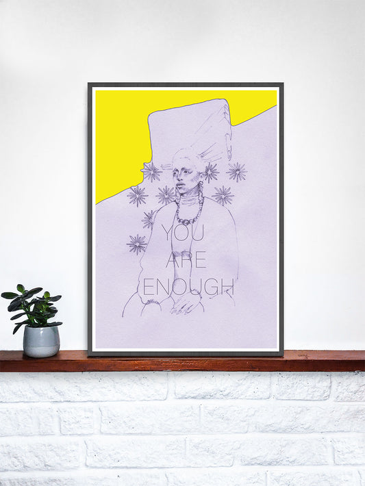 Miz Cracker Contemporary Wall Art in a frame on a shelf