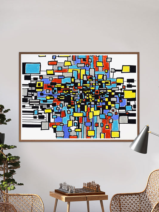 Mondo Retro Abstract Print in a lounge