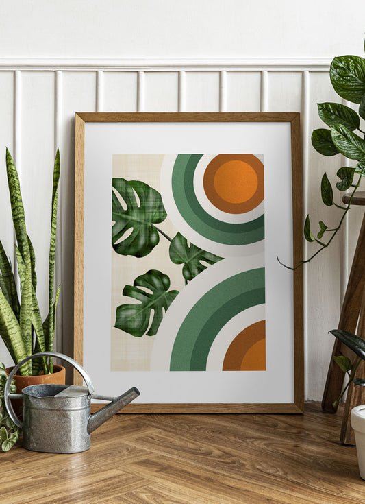 Monstera and Circles Stylish Poster