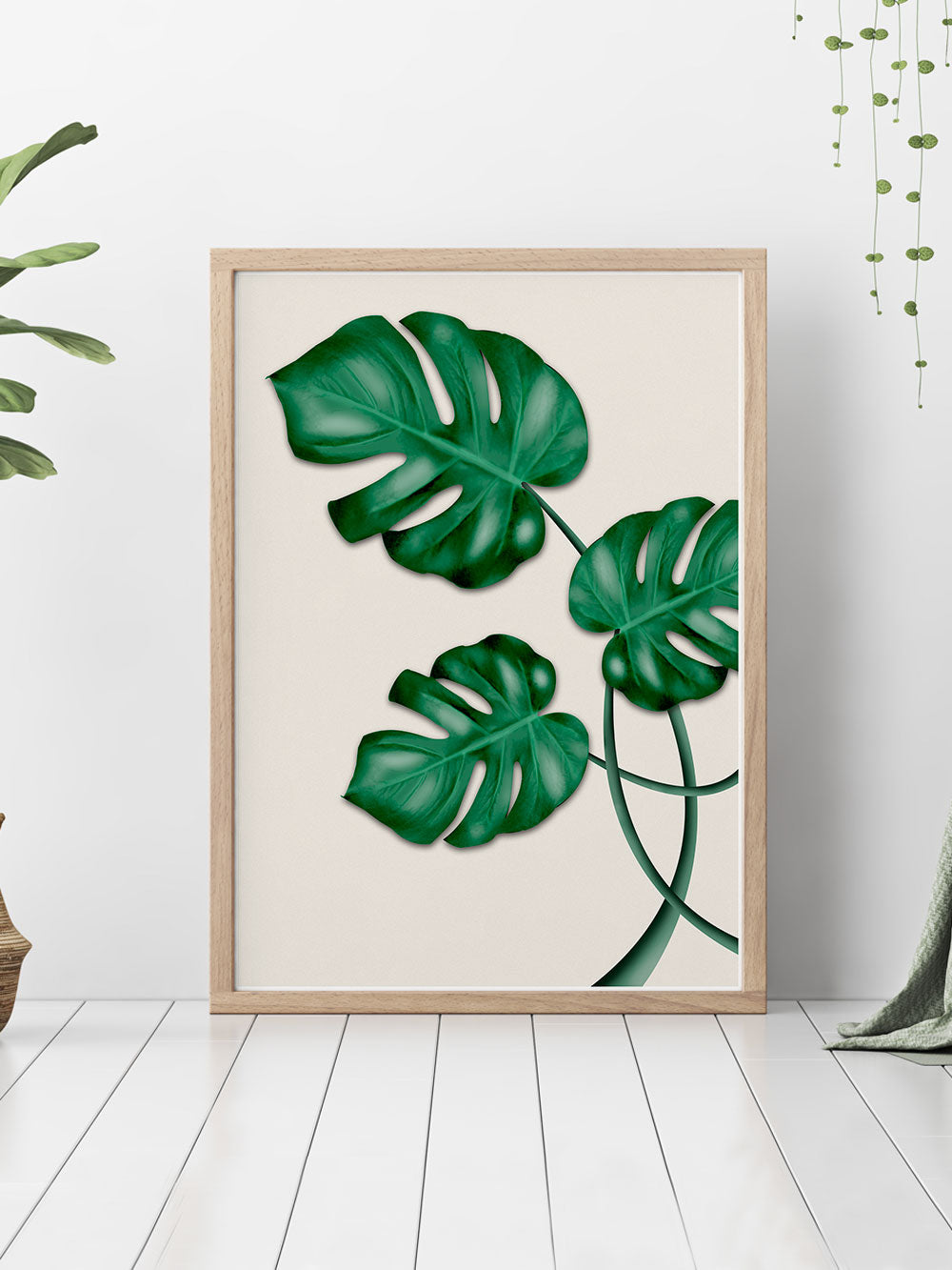 Monstera Print Wall Art in a modern room